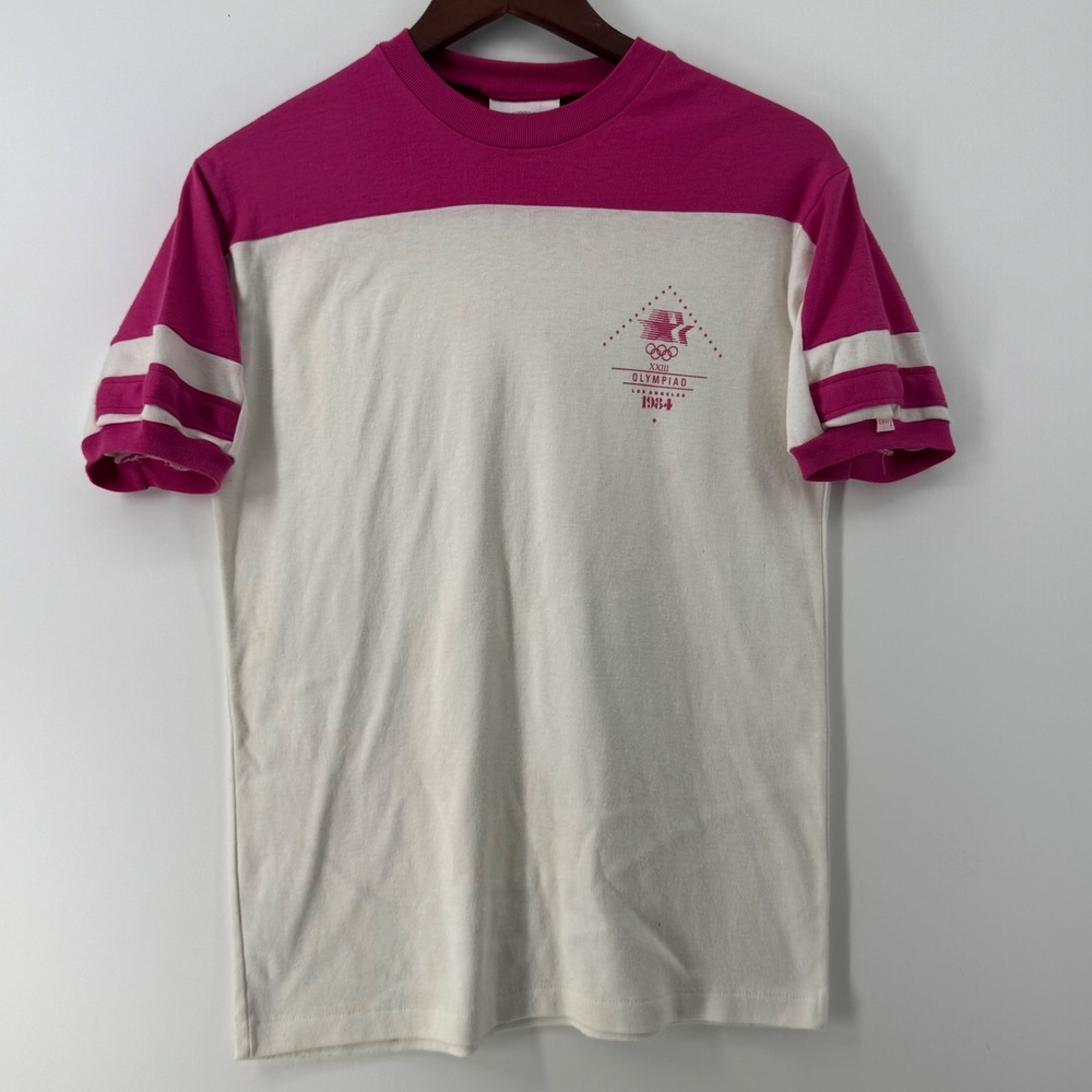 Vintage Levi's 1984 Los Angeles Olympic Games Staff Uniform T-Shirt Pink White M